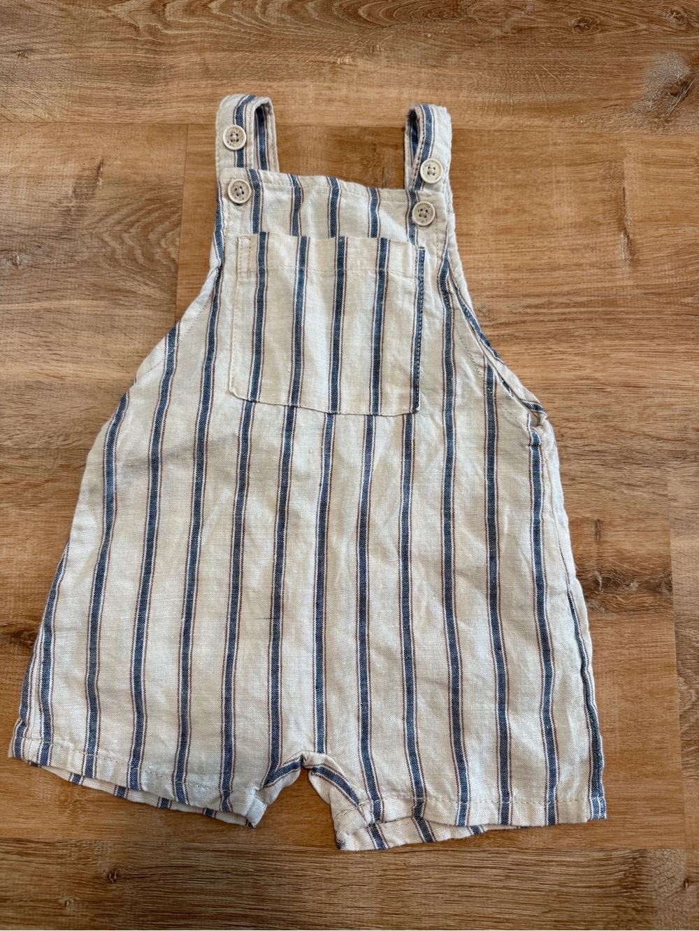 Zara Cream and Blue Striped Overalls